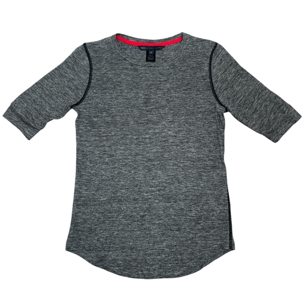 MARC BY MARC JACOBS Grey Short Sleeve Scoop Bottom Linen Tee Sz S